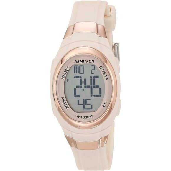 Women\'s Digital Chronograph Resin Strap Watch, 45/7034 Blush Pink/Rose Gold main image 4